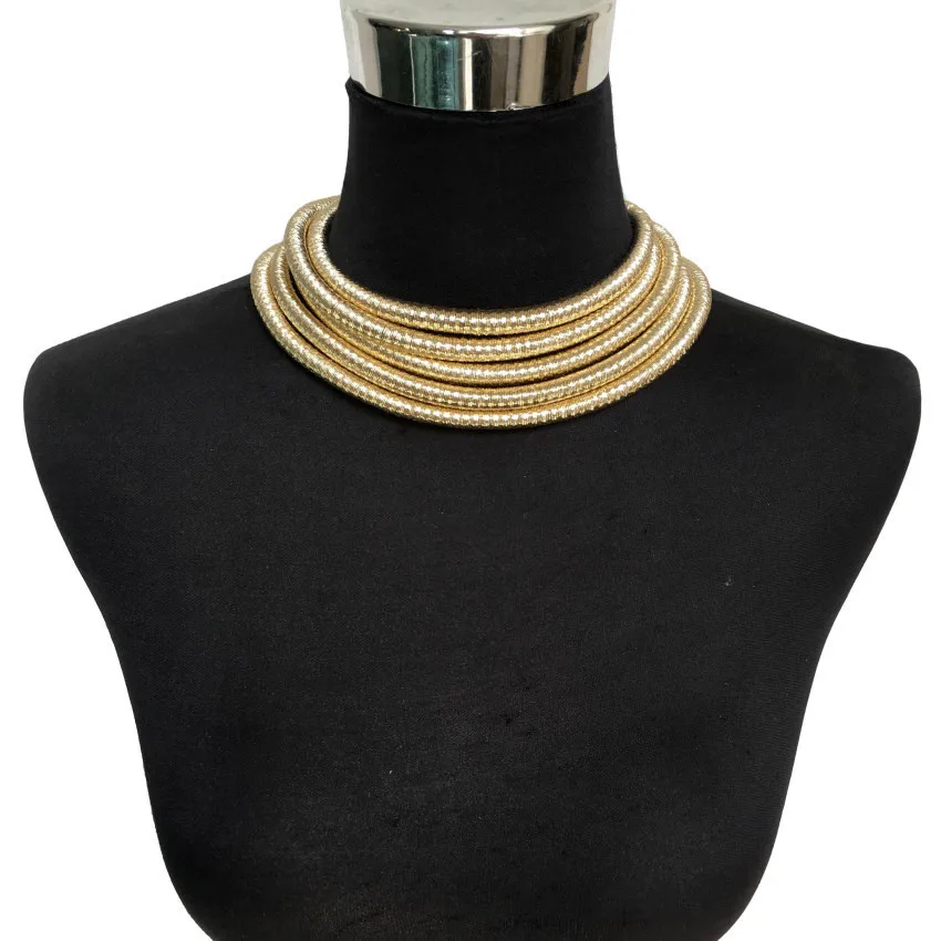 Liffly African Jewelry Set Fashion Choker Necklace Sets for Women Bohemia Bracelet Statement Jewelry Magnetism Button