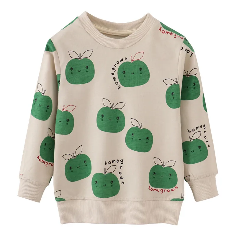Jumping Meters New Arrival Apples Print Girls Sweatshirts Hot Selling Children's Clothes Long Sleeve Autumn Shirts