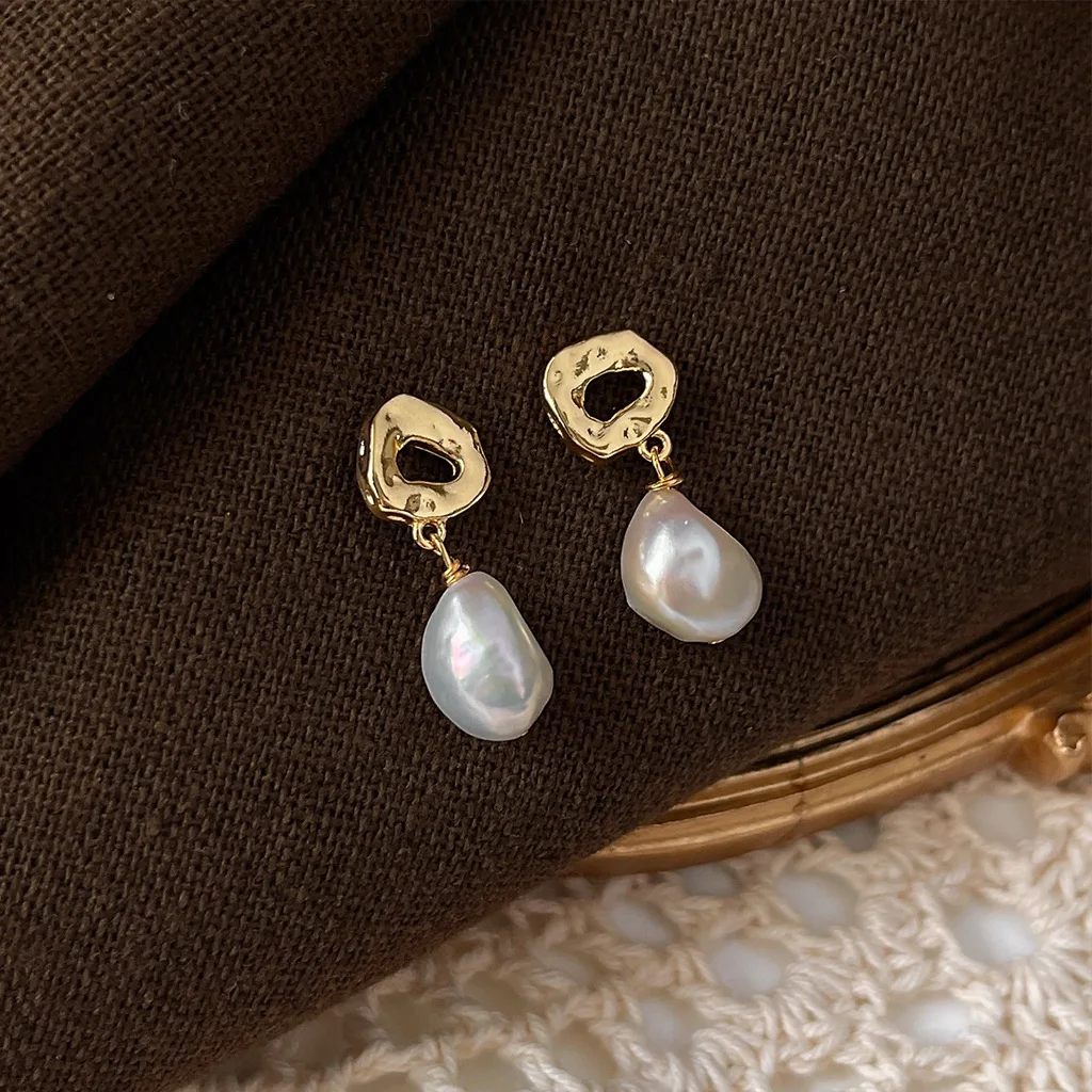 Promotion Jewelry For Women 100% Baroque Freshwater Pearl 14K Gold Filled Female Tassels Stud Earrings Christmas Gifts