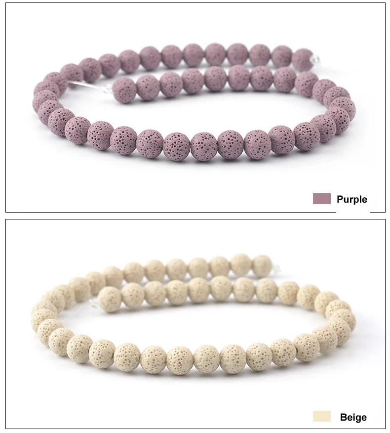 6mm-16mm Colored Volcanic Lava Round Jewelry Blue Lava Loose Energy Treatment Beads Jewelry Making DIY Bracelet Jewelry