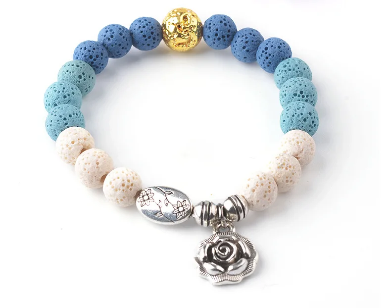 6mm-16mm Colored Volcanic Lava Round Jewelry Blue Lava Loose Energy Treatment Beads Jewelry Making DIY Bracelet Jewelry