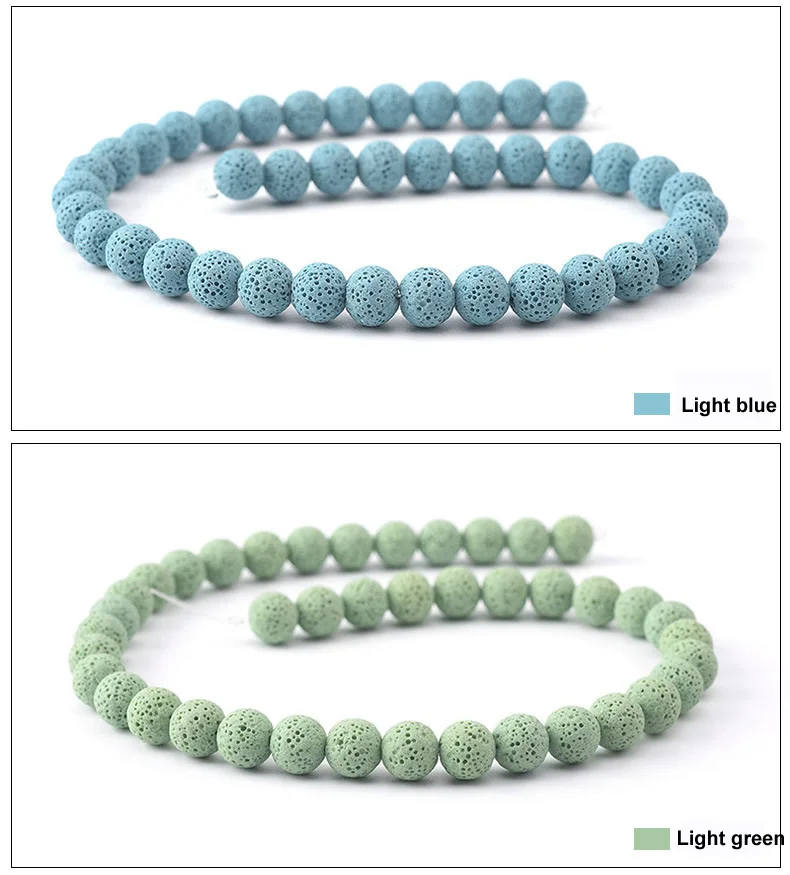 6mm-16mm Colored Volcanic Lava Round Jewelry Blue Lava Loose Energy Treatment Beads Jewelry Making DIY Bracelet Jewelry