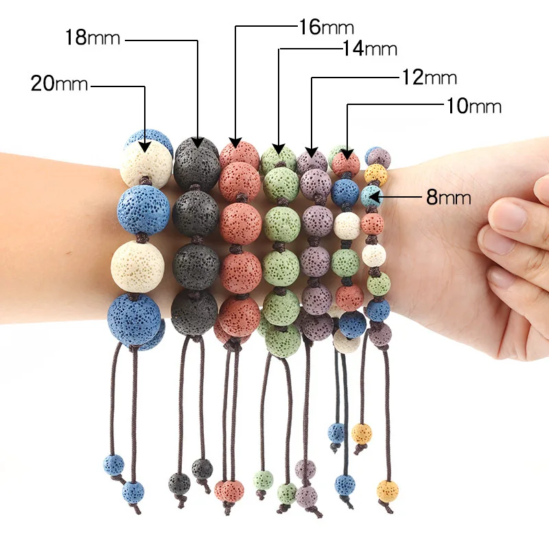 6mm-16mm Colored Volcanic Lava Round Jewelry Blue Lava Loose Energy Treatment Beads Jewelry Making DIY Bracelet Jewelry