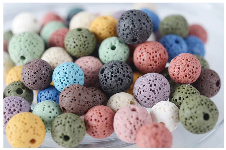 6mm-16mm Colored Volcanic Lava Round Jewelry Blue Lava Loose Energy Treatment Beads Jewelry Making DIY Bracelet Jewelry