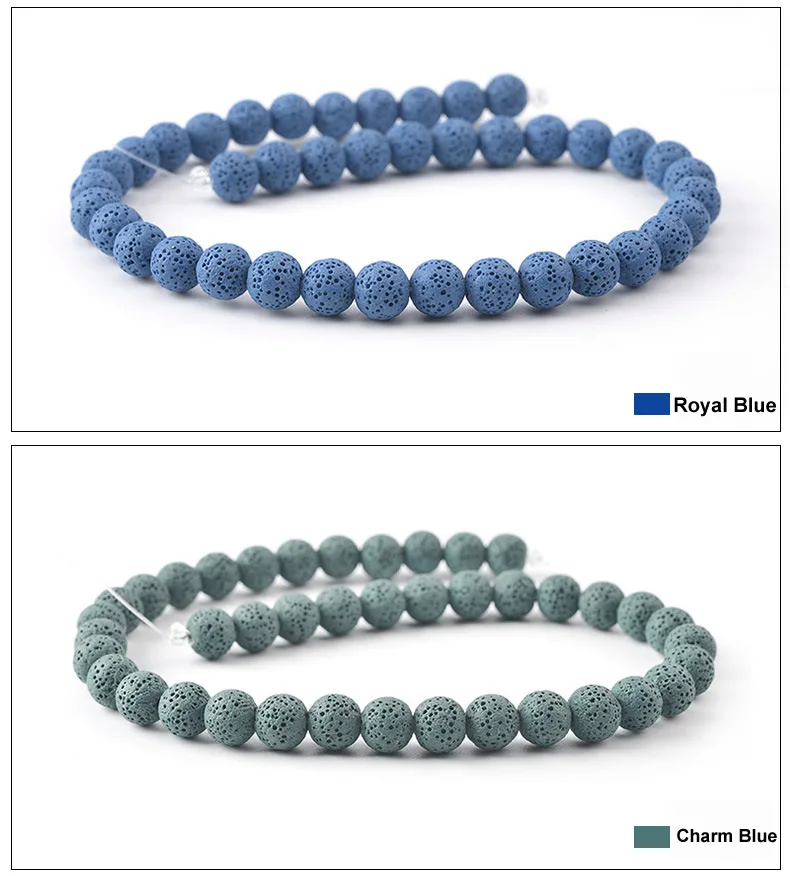 6mm-16mm Colored Volcanic Lava Round Jewelry Blue Lava Loose Energy Treatment Beads Jewelry Making DIY Bracelet Jewelry