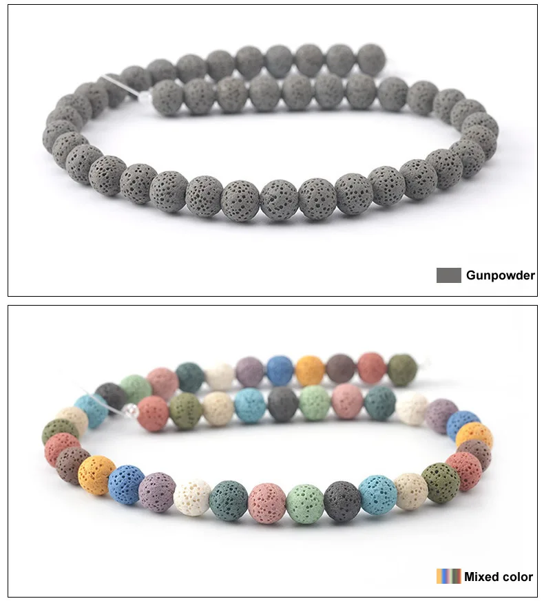 6mm-16mm Colored Volcanic Lava Round Jewelry Blue Lava Loose Energy Treatment Beads Jewelry Making DIY Bracelet Jewelry