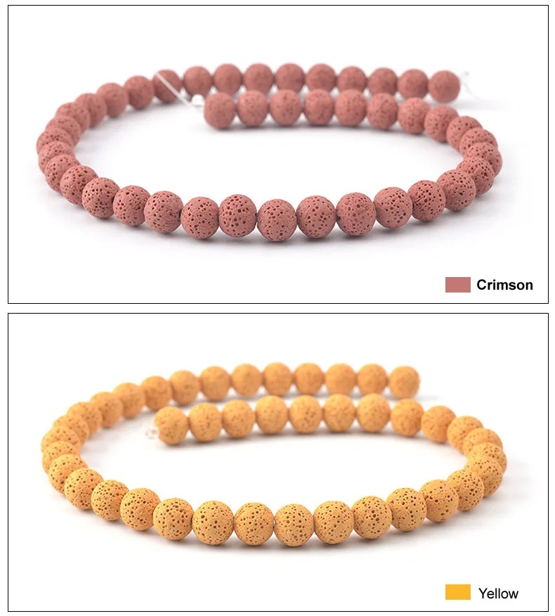 6mm-16mm Colored Volcanic Lava Round Jewelry Blue Lava Loose Energy Treatment Beads Jewelry Making DIY Bracelet Jewelry