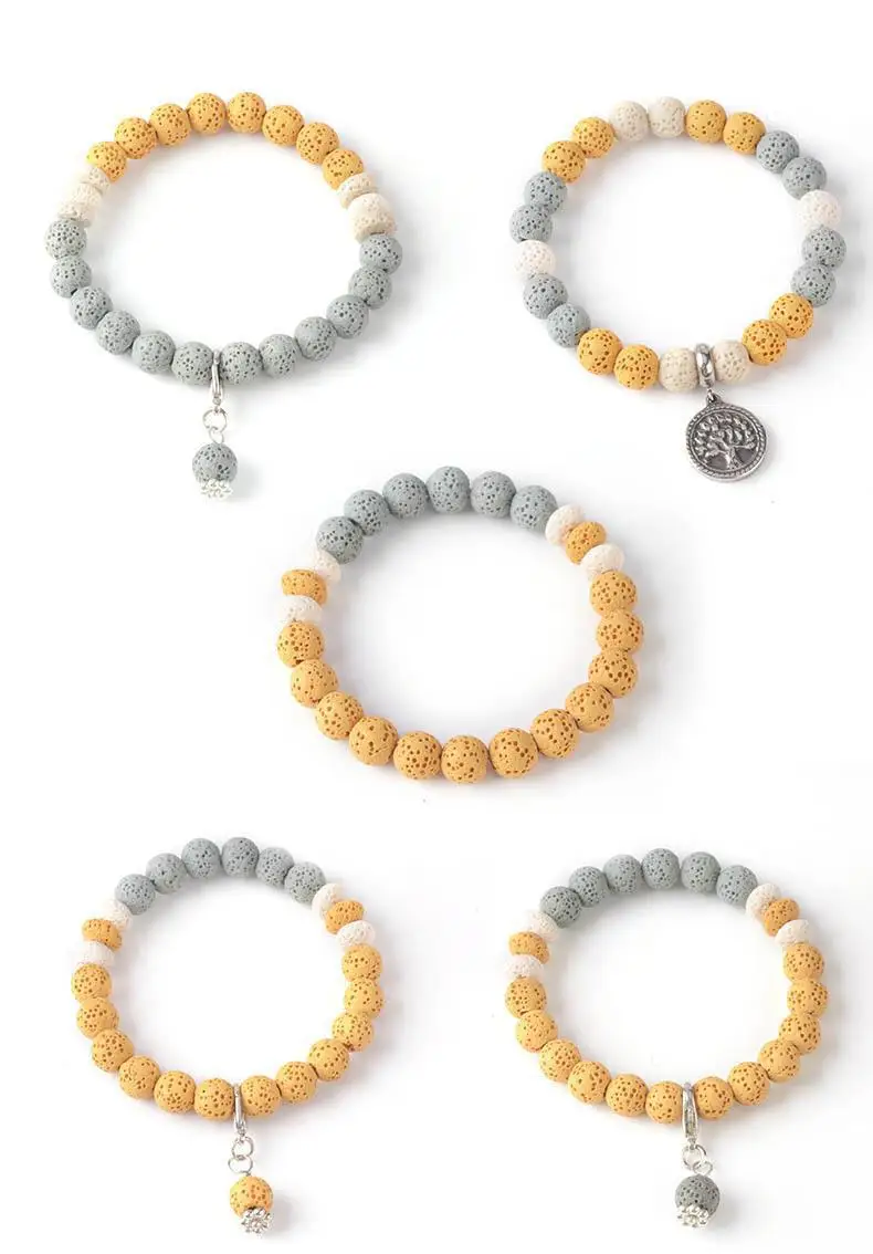 6mm-16mm Colored Volcanic Lava Round Jewelry Blue Lava Loose Energy Treatment Beads Jewelry Making DIY Bracelet Jewelry