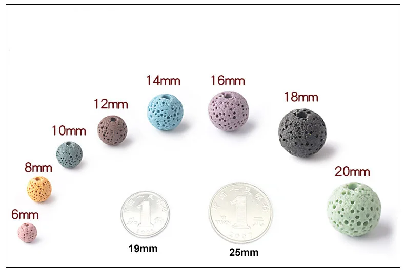 6mm-16mm Colored Volcanic Lava Round Jewelry Blue Lava Loose Energy Treatment Beads Jewelry Making DIY Bracelet Jewelry