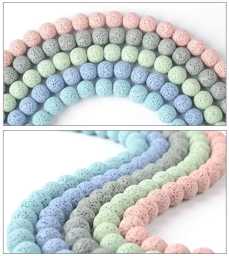 6mm-16mm Colored Volcanic Lava Round Jewelry Blue Lava Loose Energy Treatment Beads Jewelry Making DIY Bracelet Jewelry