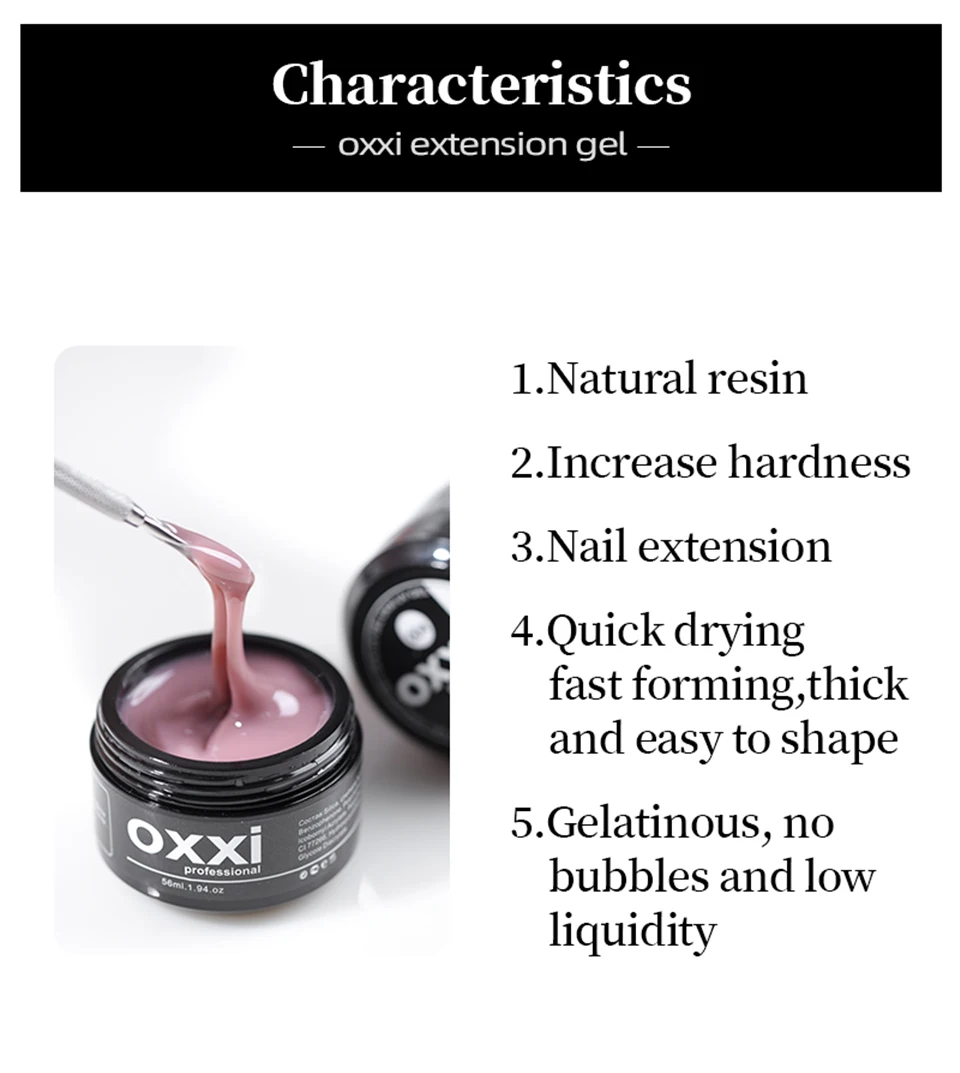 OXXI Gel for Nail Extension Manicure Poly Nail Gellac 56ml Builder UV LED Gel Polish Semi-permanent Nude Natural Acryl Varnish