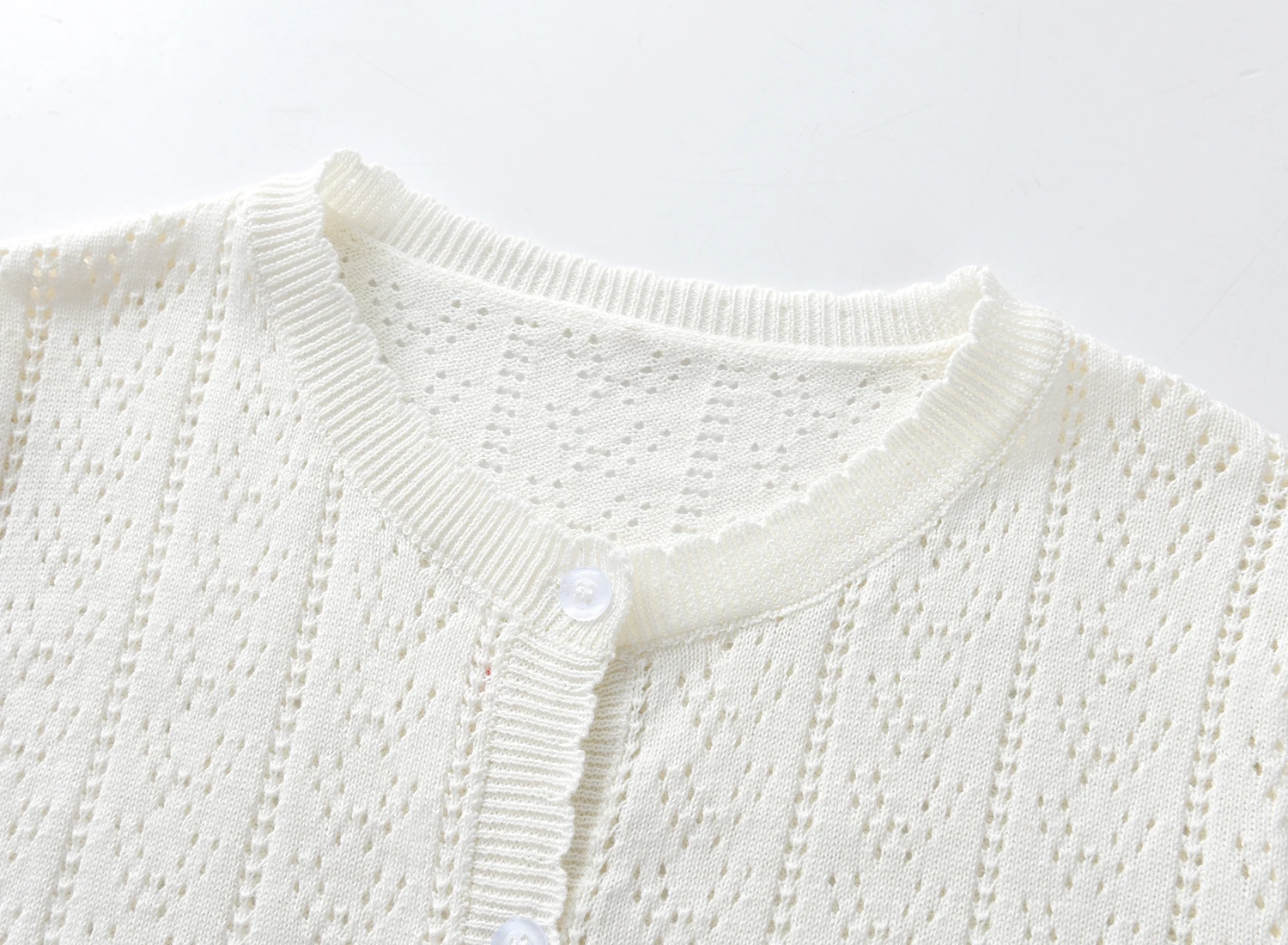 Spring and Autumn Newborn Baby Girl Pure Cotton Sweater Cardigan Hollow Knitted Thin Jacket