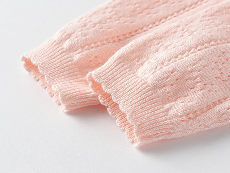 Spring and Autumn Newborn Baby Girl Pure Cotton Sweater Cardigan Hollow Knitted Thin Jacket