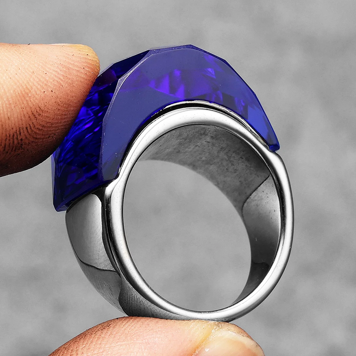 Multicolor Luxury Glass Crystal Men Rings Stainless Steel Women Jewelry Punk Rock Cool Stuff Fashion Accessories Gift Wholesale