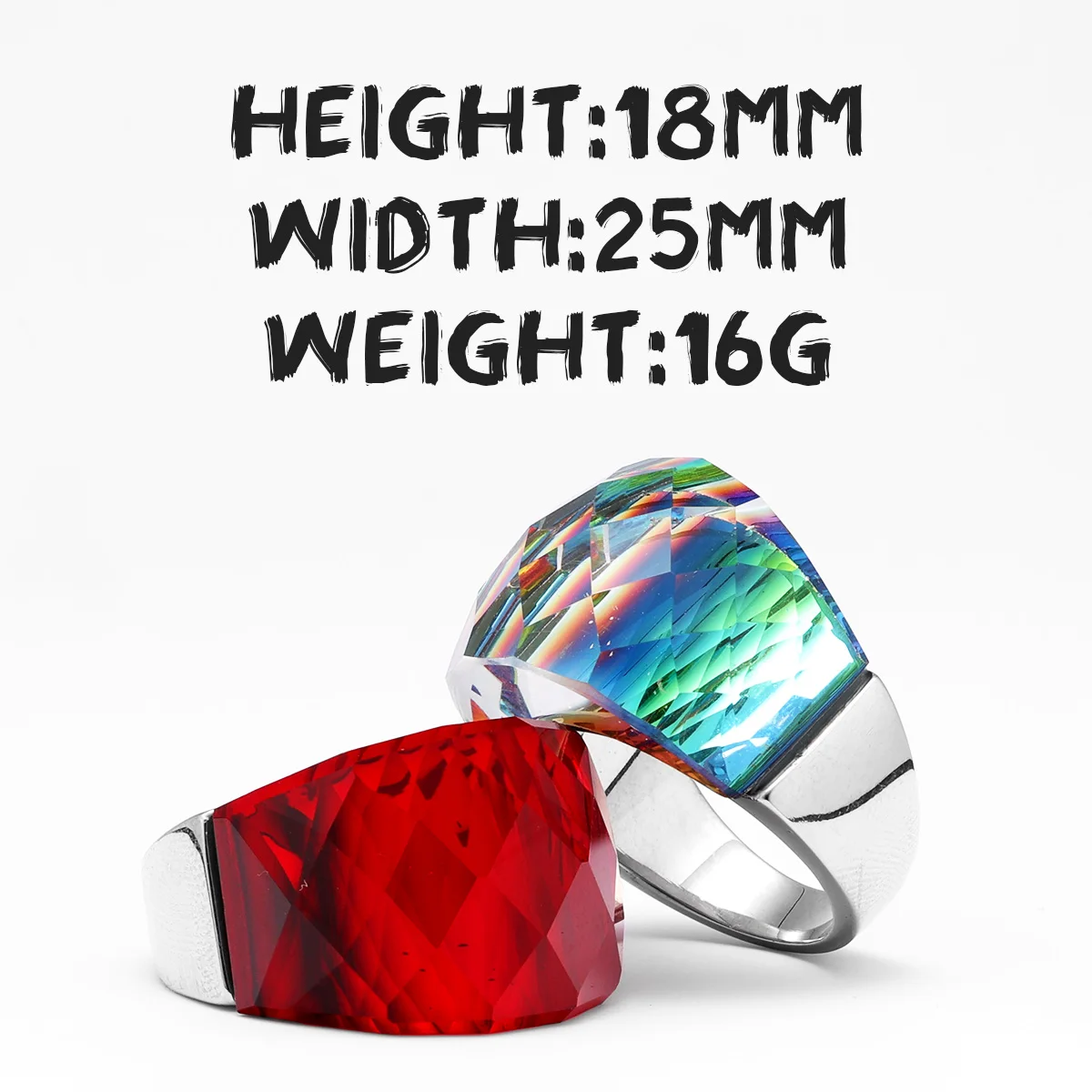 Multicolor Luxury Glass Crystal Men Rings Stainless Steel Women Jewelry Punk Rock Cool Stuff Fashion Accessories Gift Wholesale