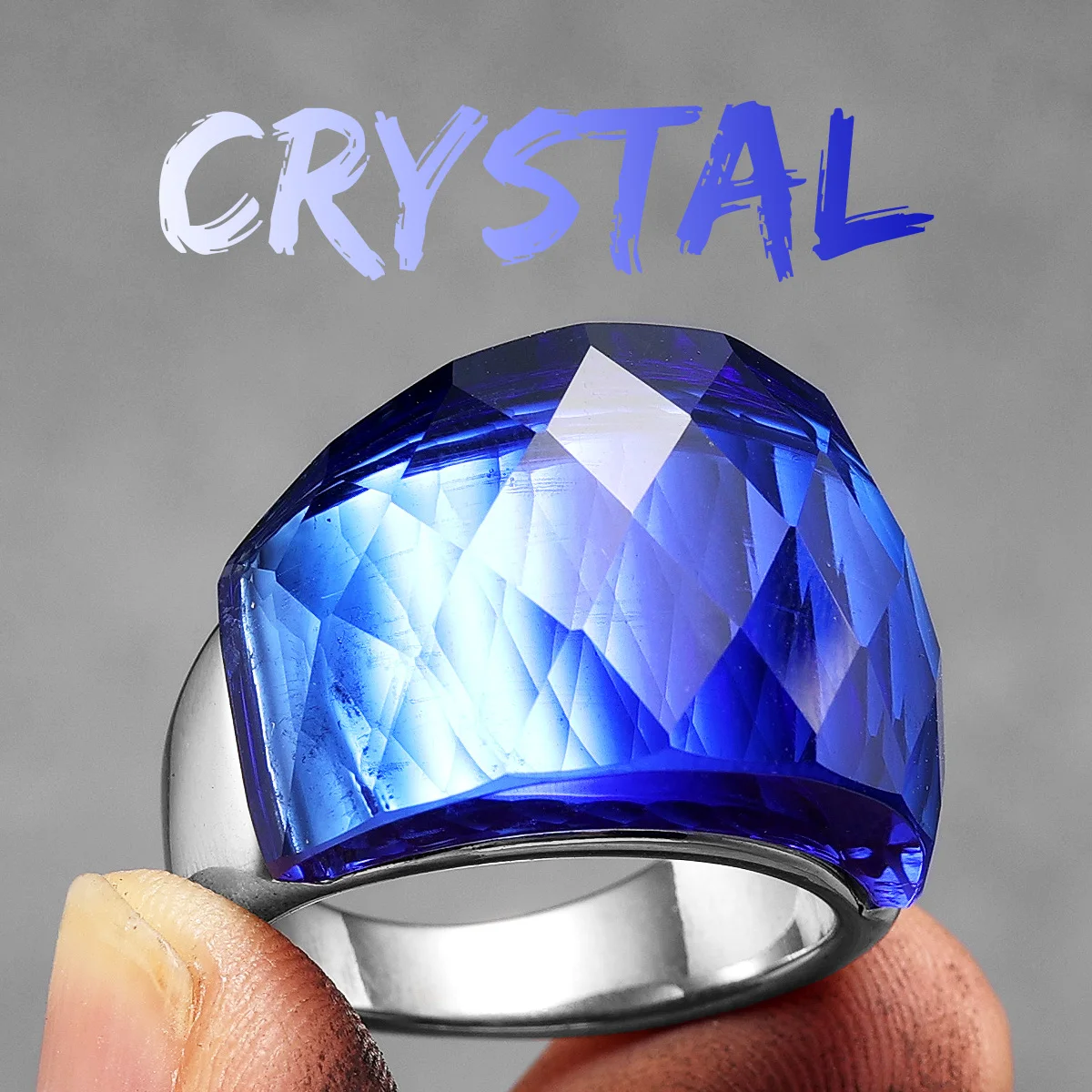 Multicolor Luxury Glass Crystal Men Rings Stainless Steel Women Jewelry Punk Rock Cool Stuff Fashion Accessories Gift Wholesale
