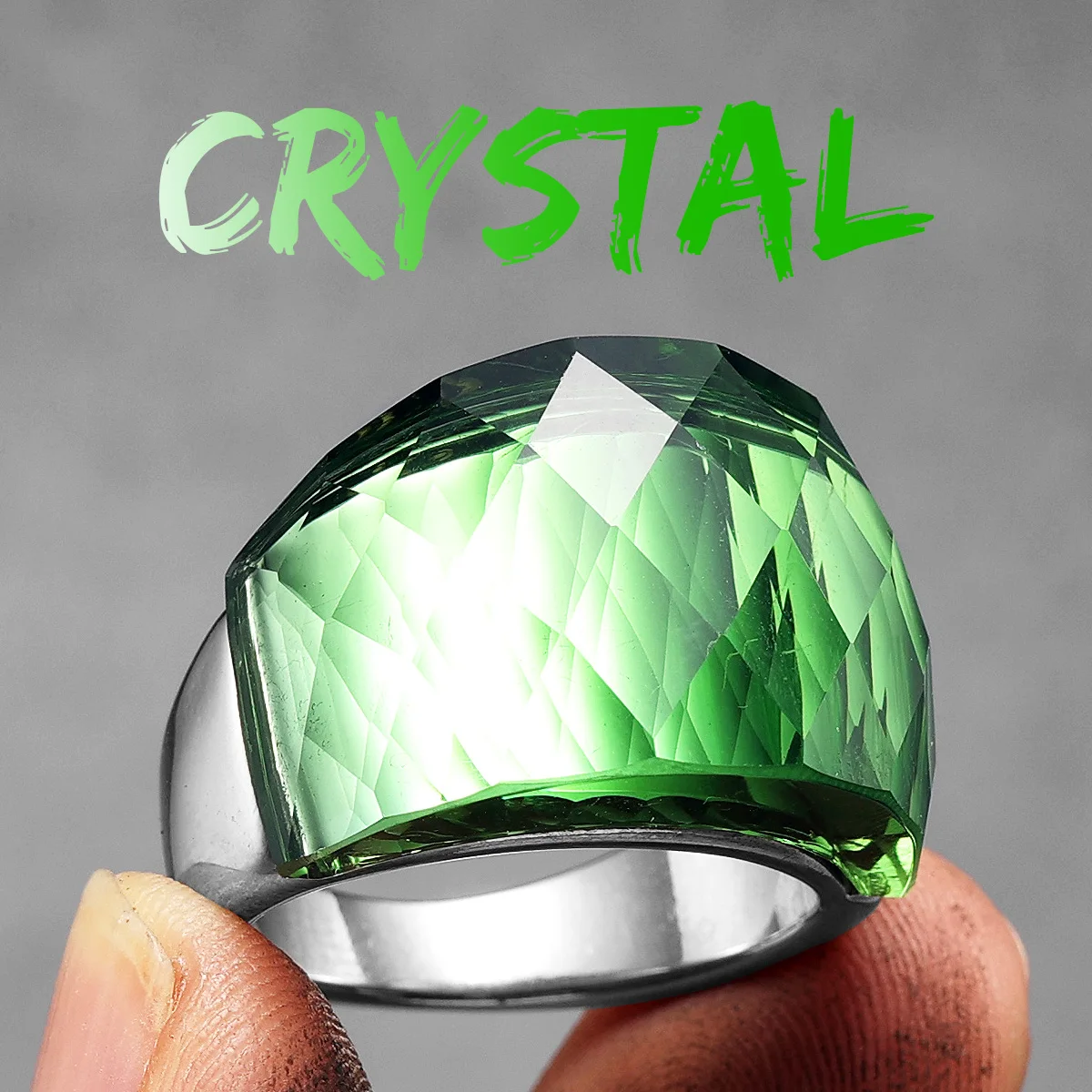 Multicolor Luxury Glass Crystal Men Rings Stainless Steel Women Jewelry Punk Rock Cool Stuff Fashion Accessories Gift Wholesale