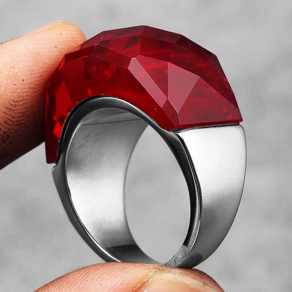Multicolor Luxury Glass Crystal Men Rings Stainless Steel Women Jewelry Punk Rock Cool Stuff Fashion Accessories Gift Wholesale