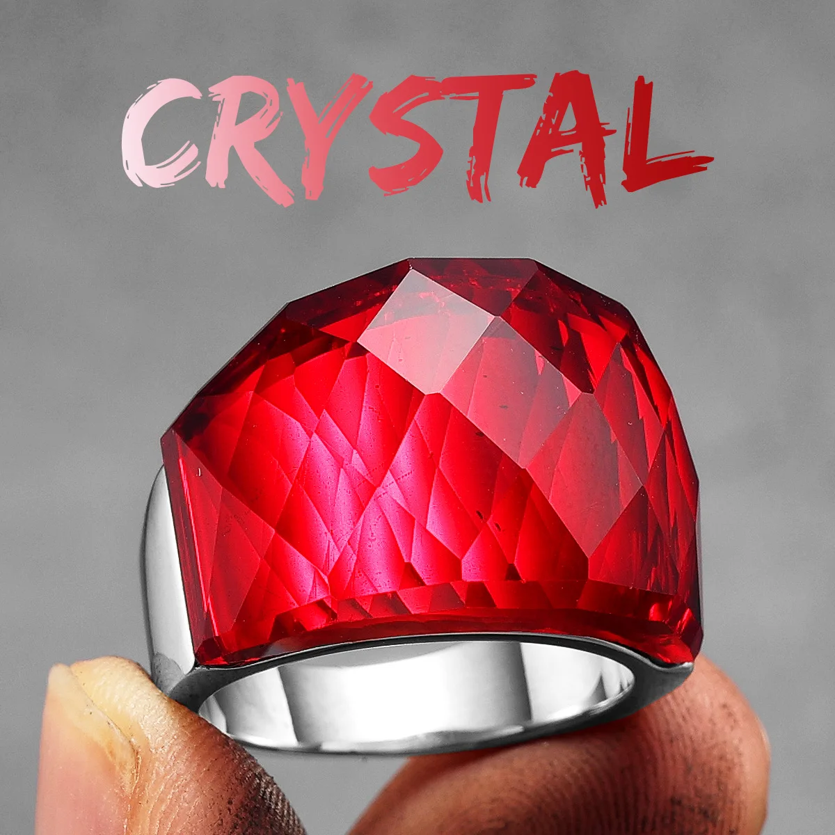 Multicolor Luxury Glass Crystal Men Rings Stainless Steel Women Jewelry Punk Rock Cool Stuff Fashion Accessories Gift Wholesale