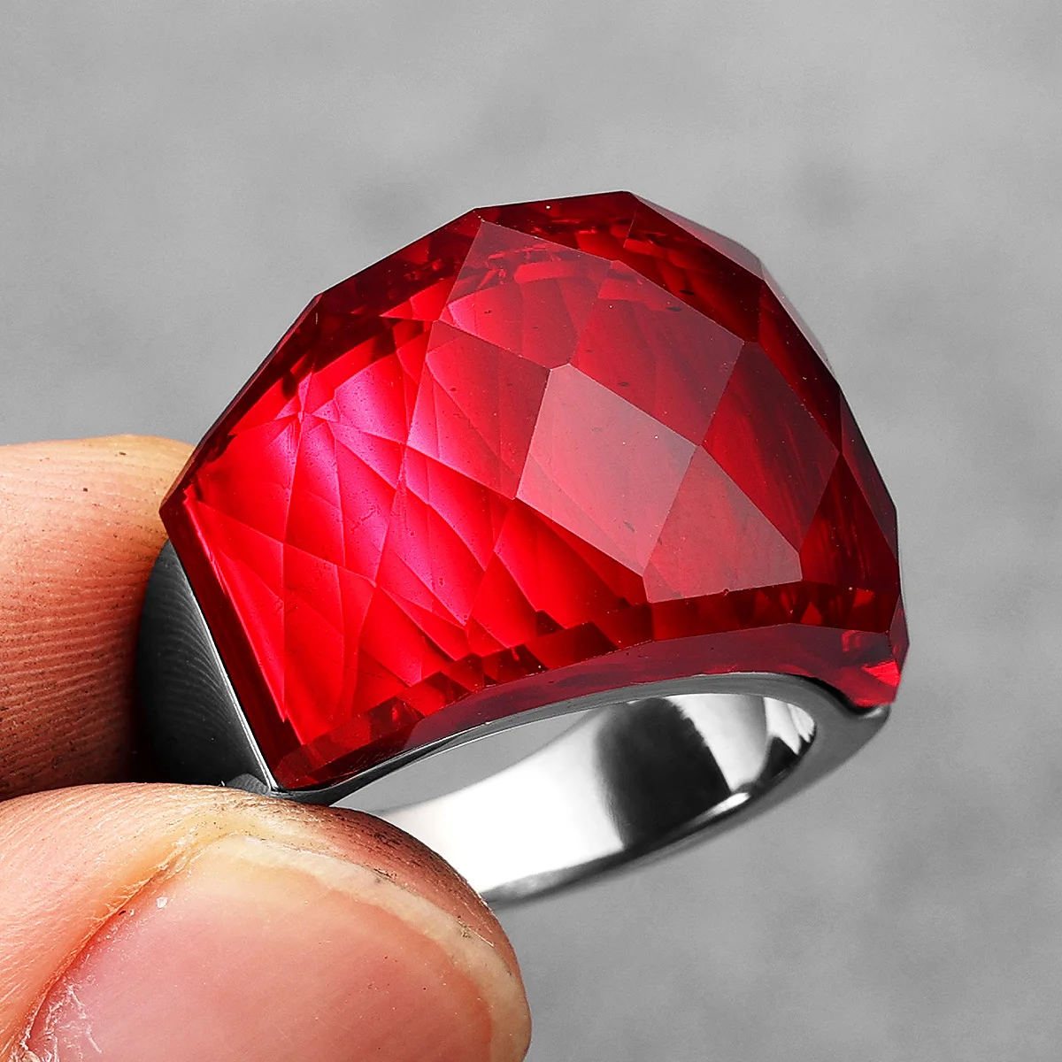 Multicolor Luxury Glass Crystal Men Rings Stainless Steel Women Jewelry Punk Rock Cool Stuff Fashion Accessories Gift Wholesale