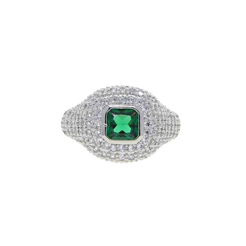 Open Adjusted #4 Little Pinky Finger Women Ring Micro Pave 5A CZ Iced Out Bling Fashion Geometric Jewelry