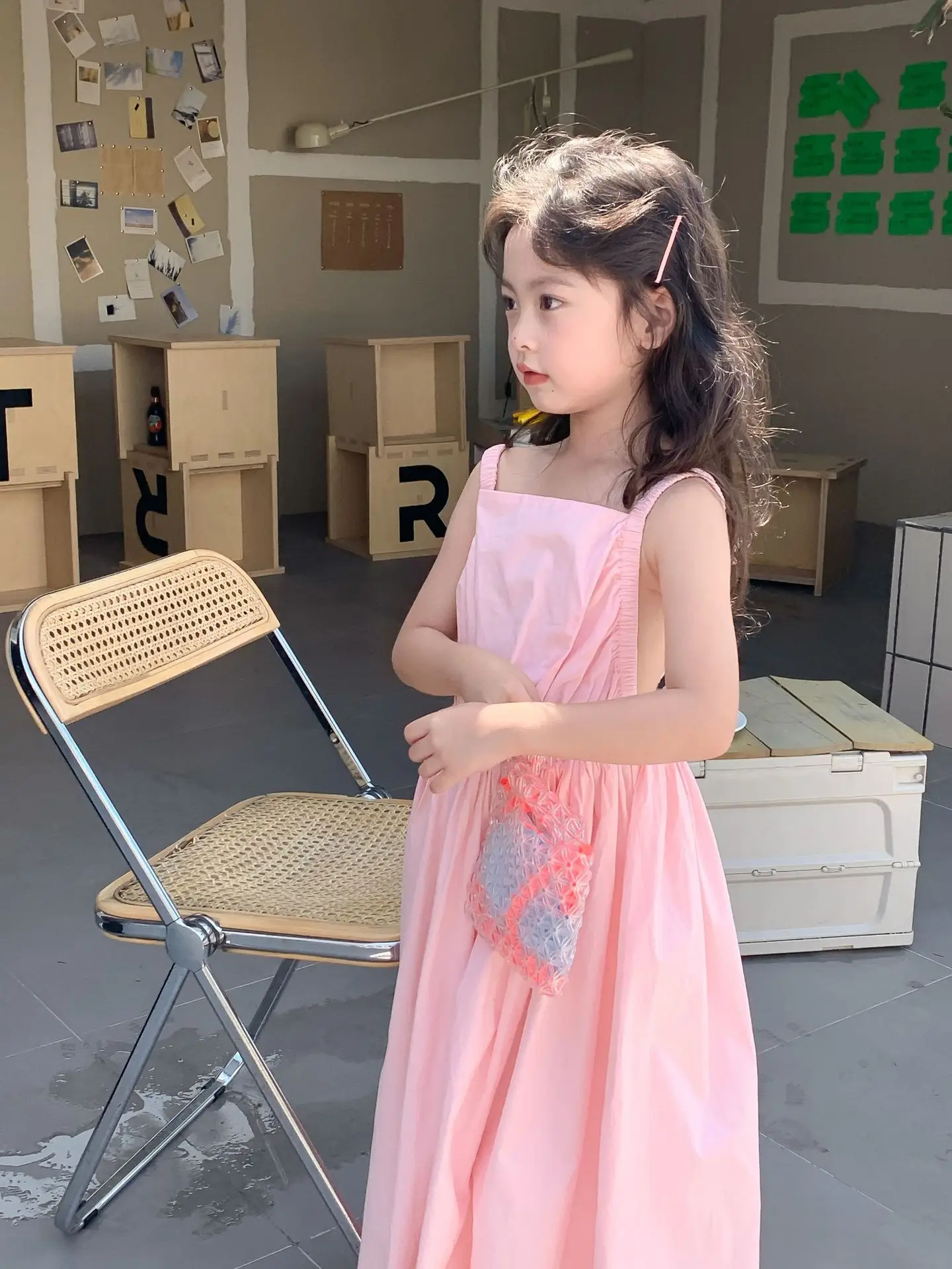 Children Clothing Girls Dress Holiday Style 2023 Summer Girls Backless Temperament Sweet Suspender Princess Long Casual Dress