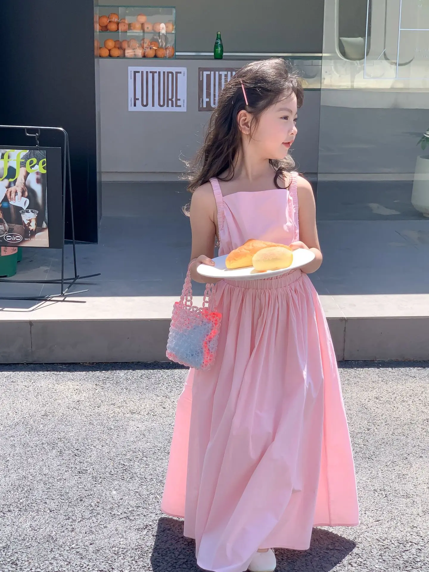 Children Clothing Girls Dress Holiday Style 2023 Summer Girls Backless Temperament Sweet Suspender Princess Long Casual Dress
