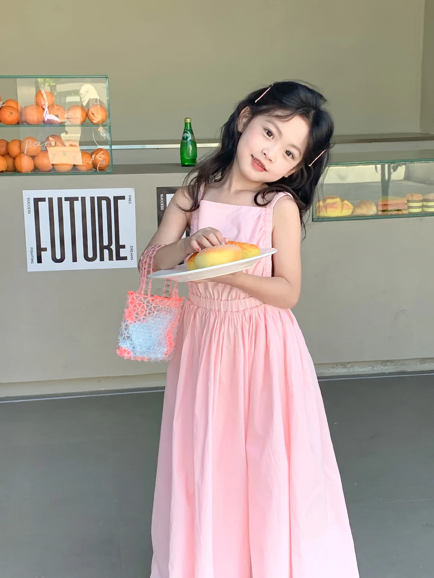 Children Clothing Girls Dress Holiday Style 2023 Summer Girls Backless Temperament Sweet Suspender Princess Long Casual Dress