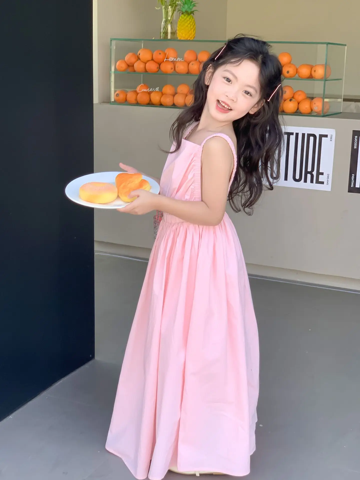 Children Clothing Girls Dress Holiday Style 2023 Summer Girls Backless Temperament Sweet Suspender Princess Long Casual Dress