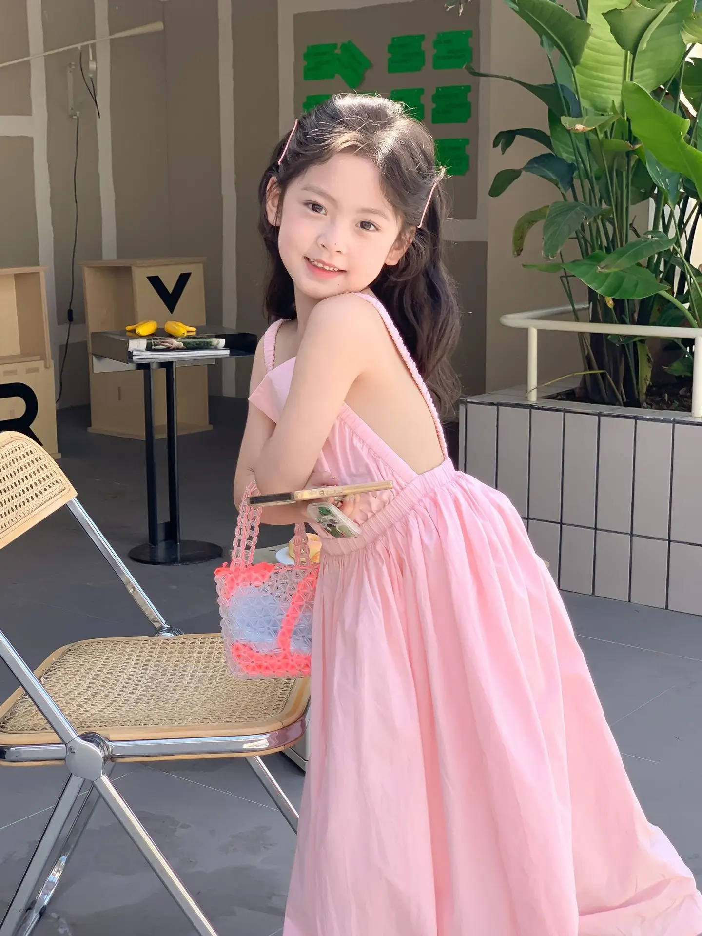 Children Clothing Girls Dress Holiday Style 2023 Summer Girls Backless Temperament Sweet Suspender Princess Long Casual Dress