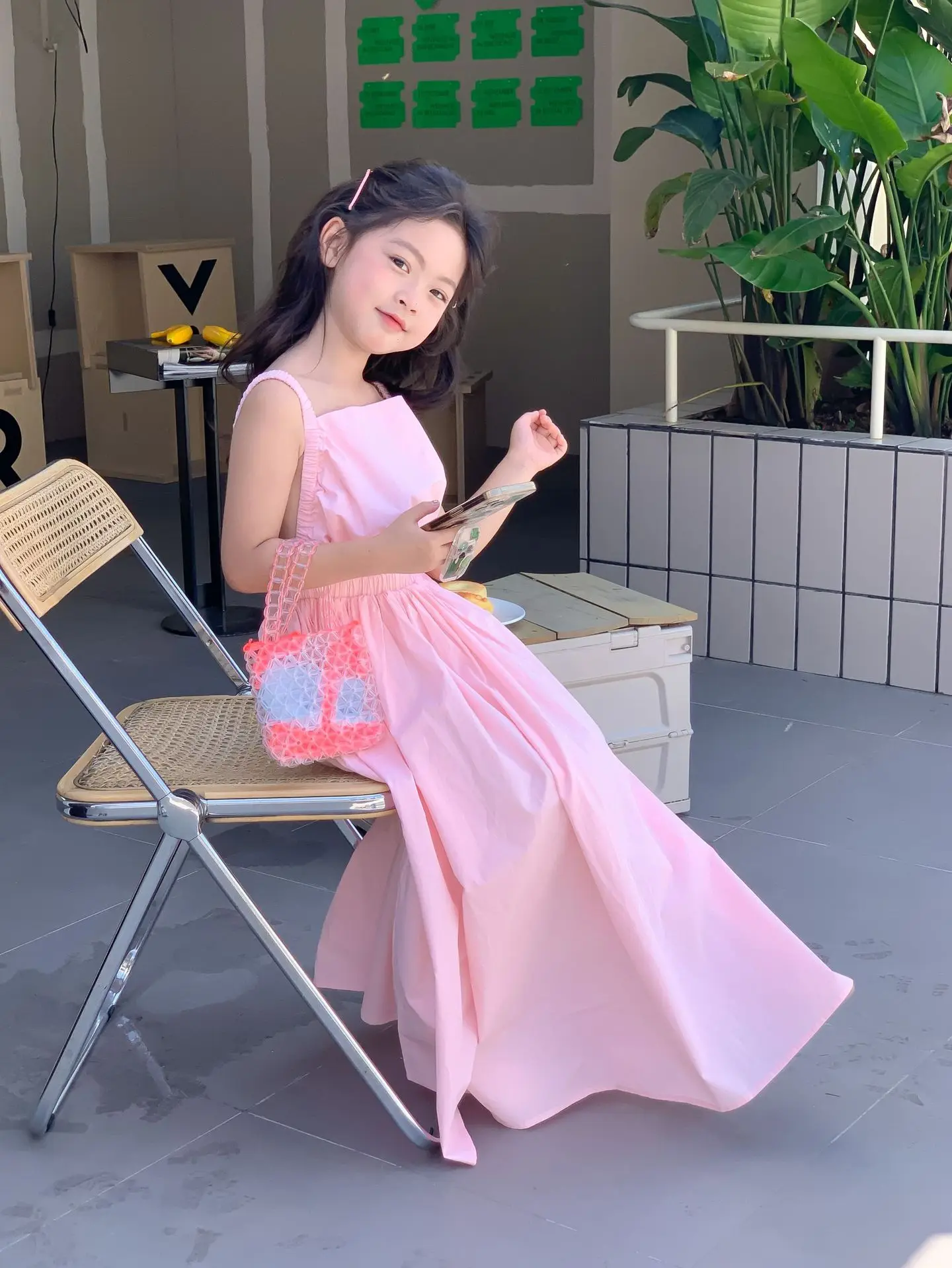 Children Clothing Girls Dress Holiday Style 2023 Summer Girls Backless Temperament Sweet Suspender Princess Long Casual Dress