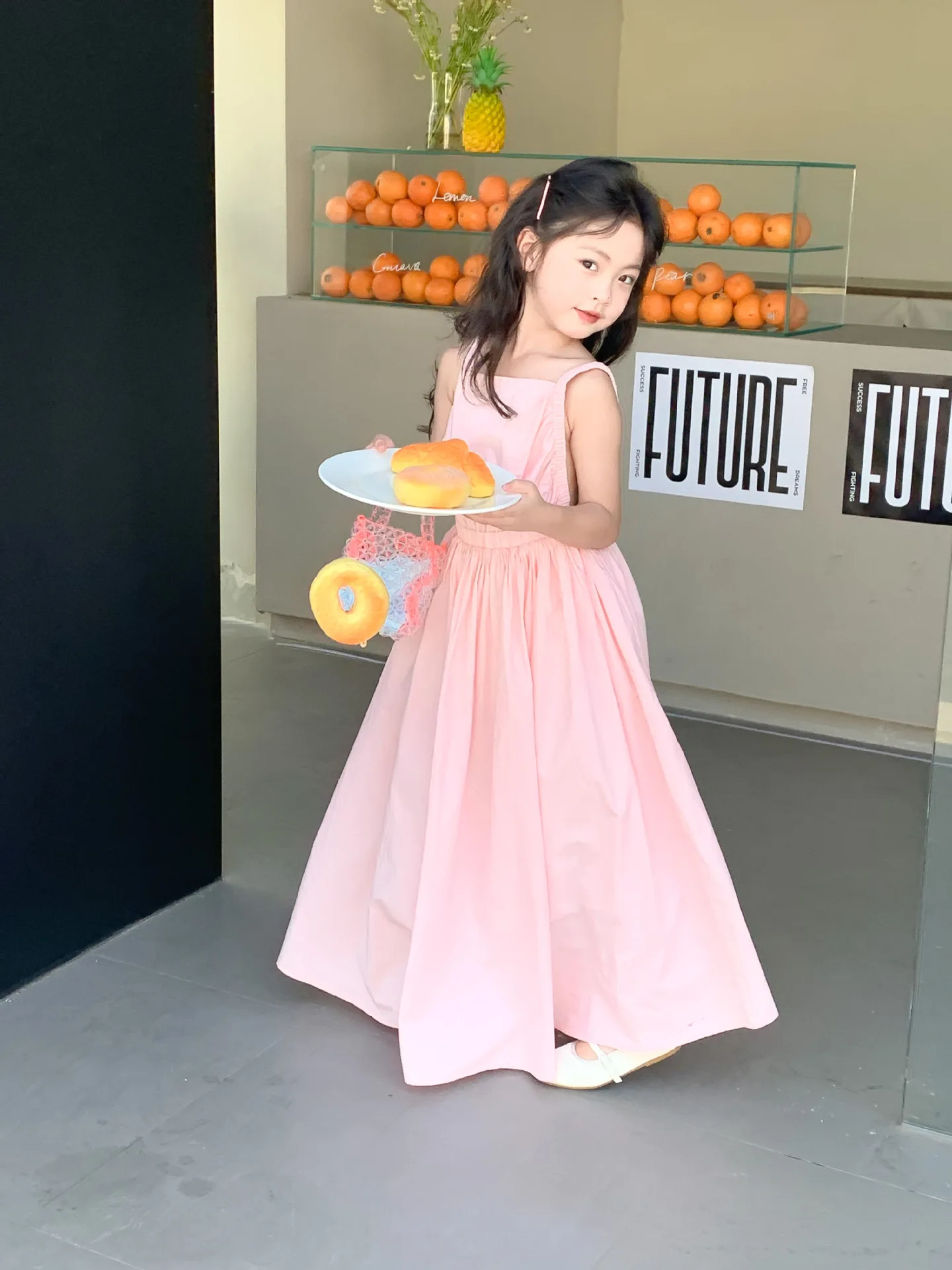 Children Clothing Girls Dress Holiday Style 2023 Summer Girls Backless Temperament Sweet Suspender Princess Long Casual Dress