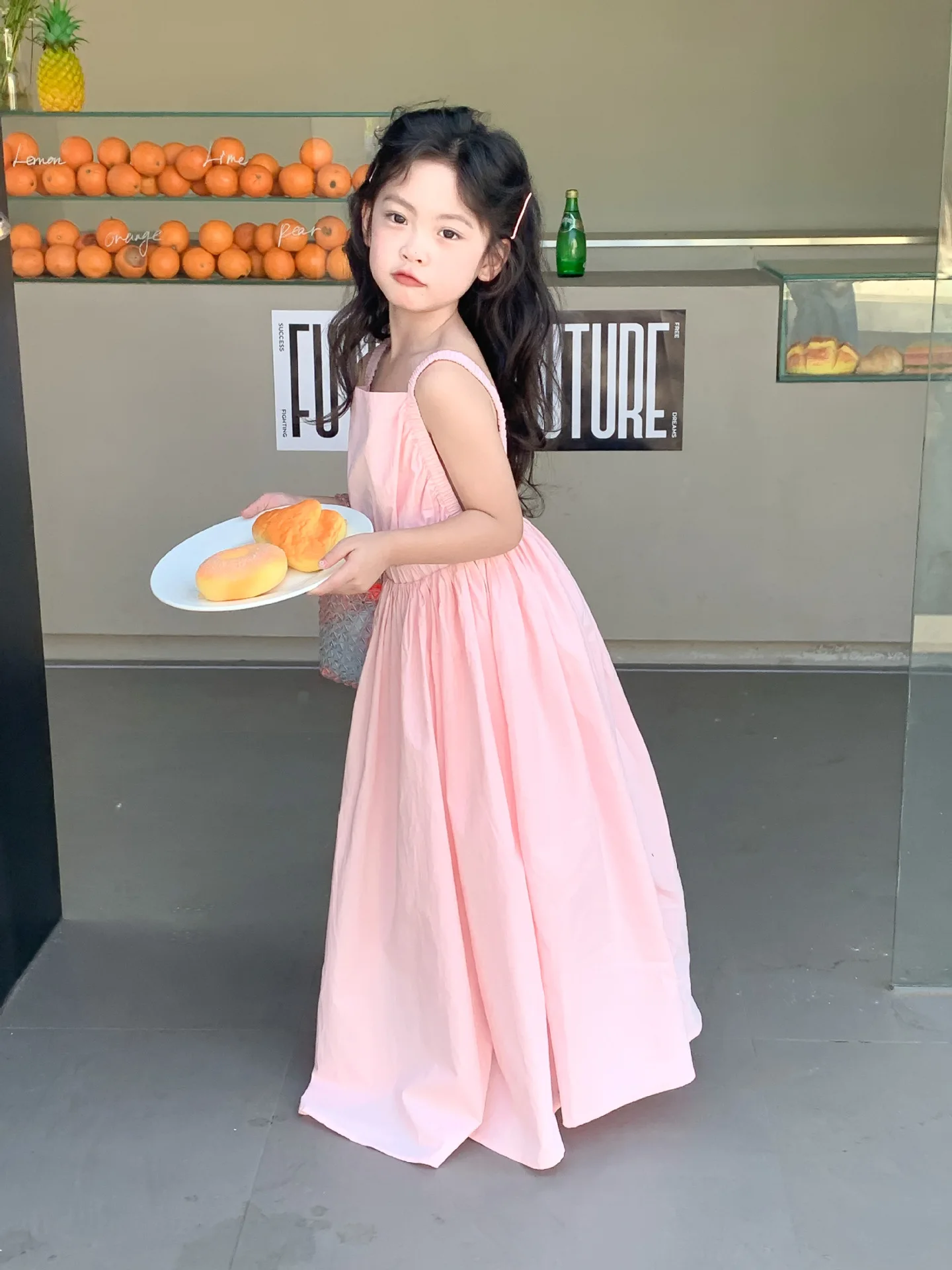 Children Clothing Girls Dress Holiday Style 2023 Summer Girls Backless Temperament Sweet Suspender Princess Long Casual Dress