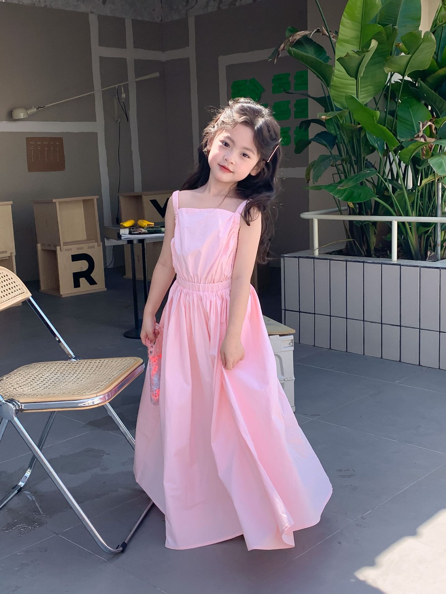 Children Clothing Girls Dress Holiday Style 2023 Summer Girls Backless Temperament Sweet Suspender Princess Long Casual Dress