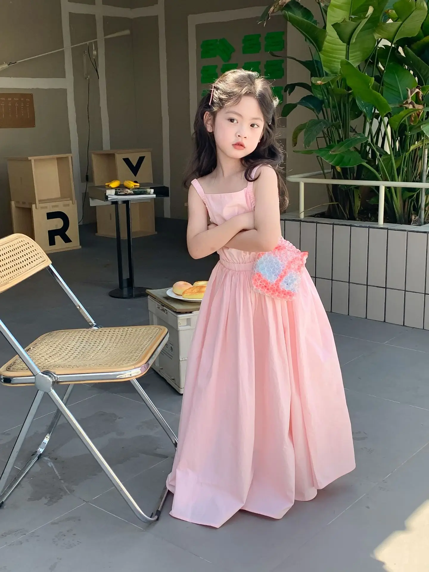 Children Clothing Girls Dress Holiday Style 2023 Summer Girls Backless Temperament Sweet Suspender Princess Long Casual Dress