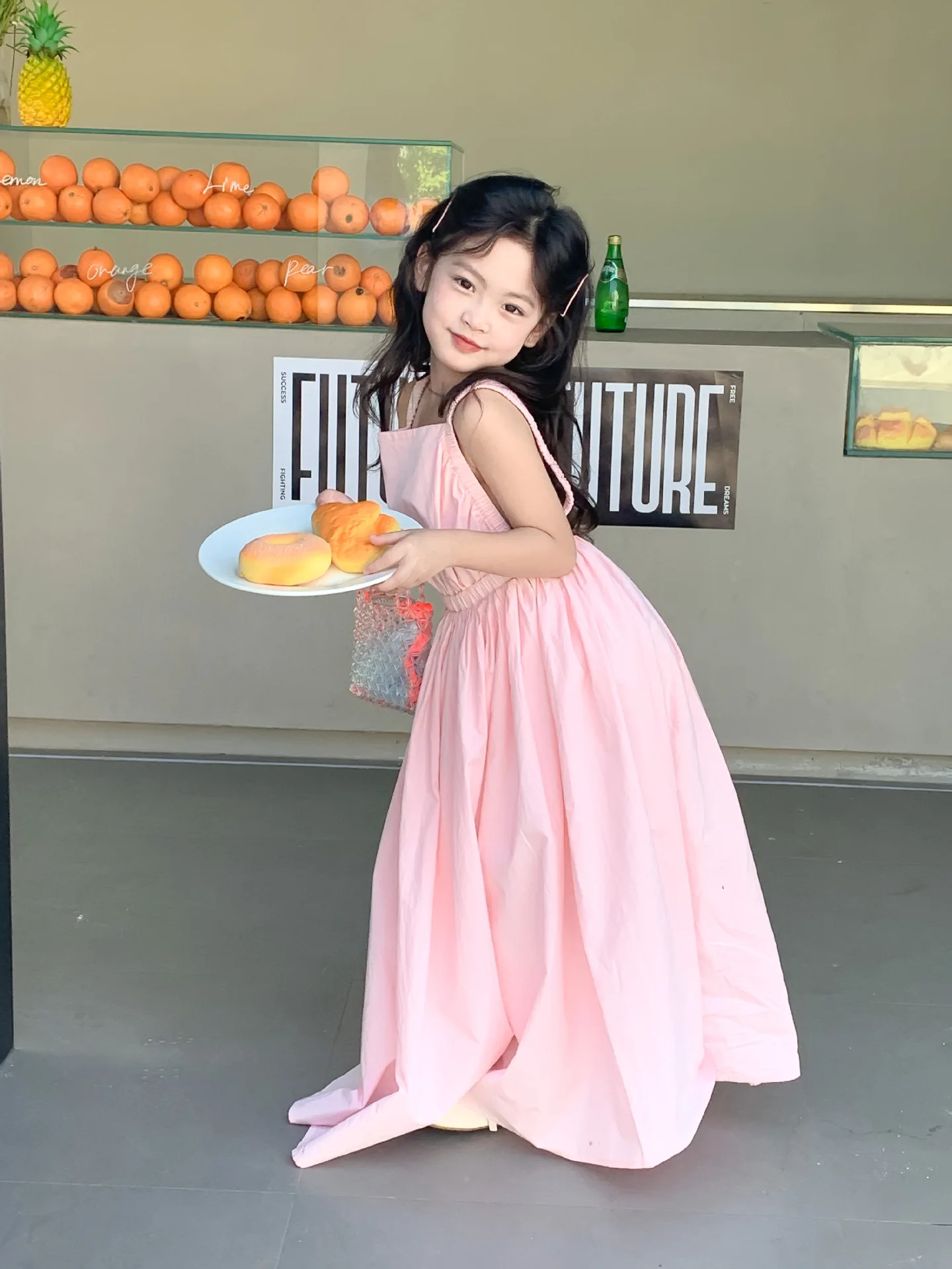 Children Clothing Girls Dress Holiday Style 2023 Summer Girls Backless Temperament Sweet Suspender Princess Long Casual Dress