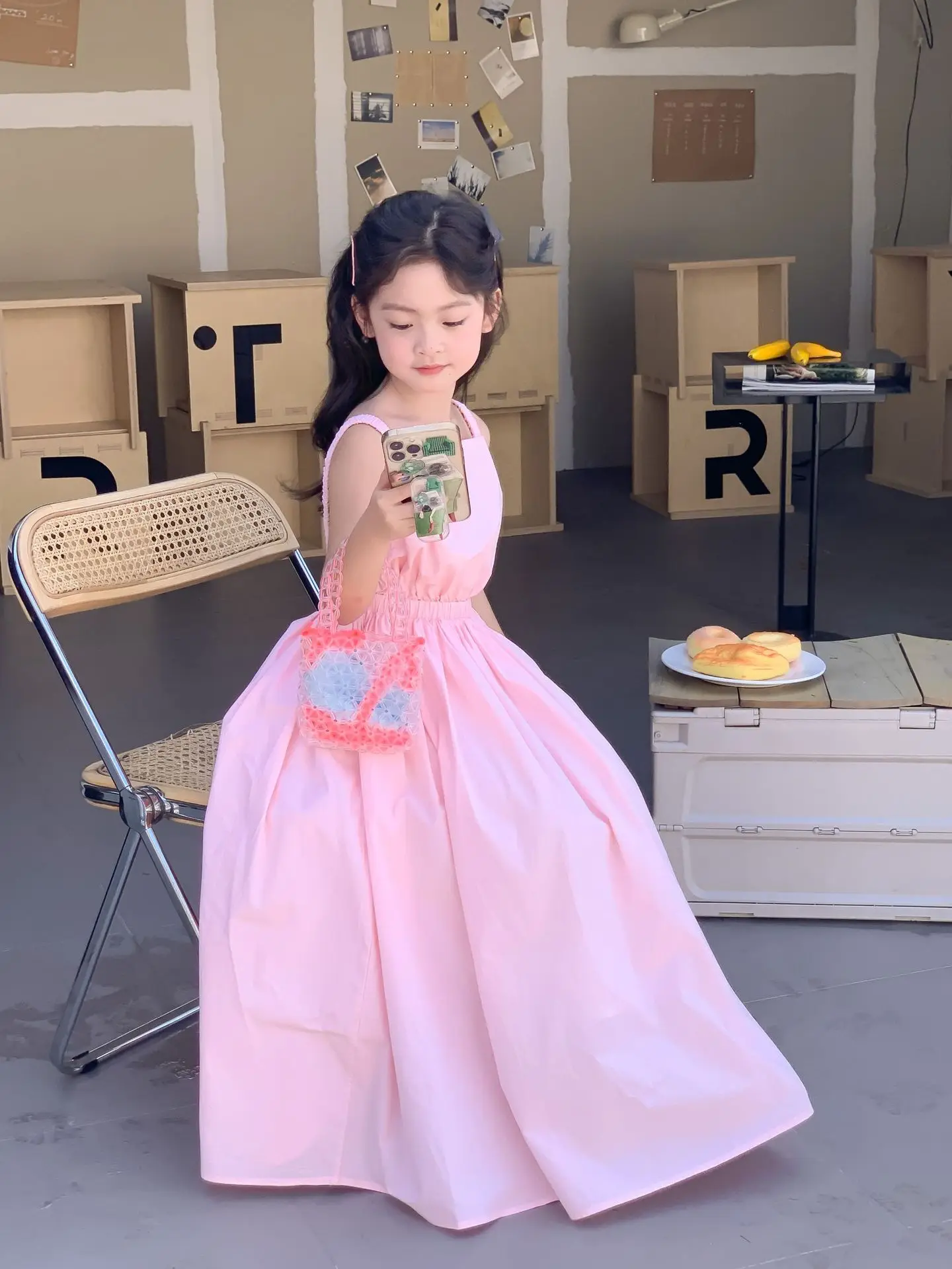 Children Clothing Girls Dress Holiday Style 2023 Summer Girls Backless Temperament Sweet Suspender Princess Long Casual Dress