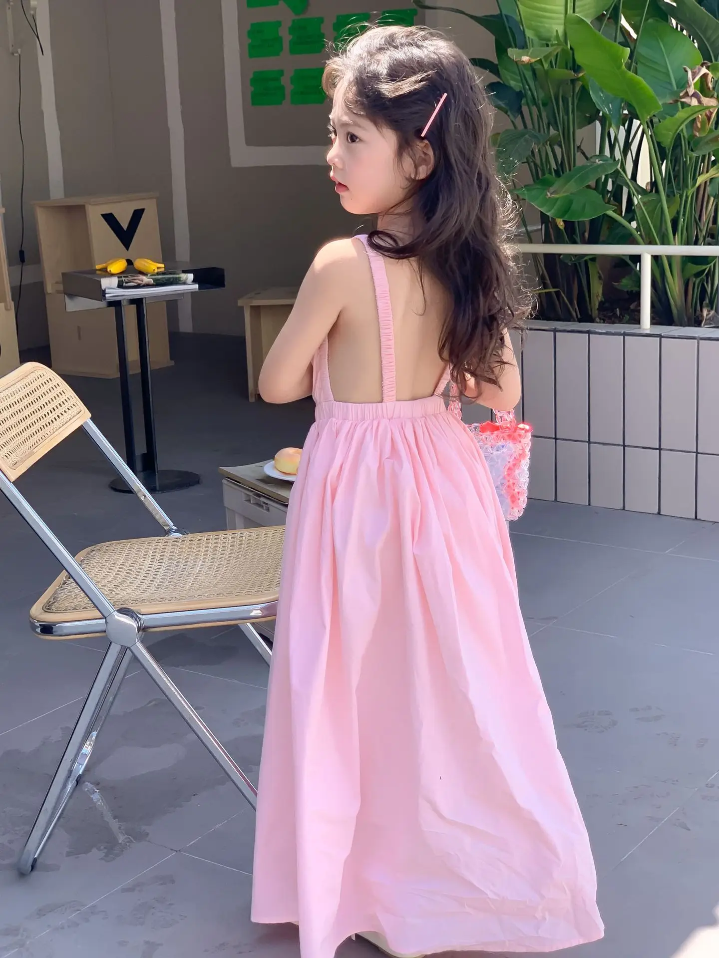 Children Clothing Girls Dress Holiday Style 2023 Summer Girls Backless Temperament Sweet Suspender Princess Long Casual Dress