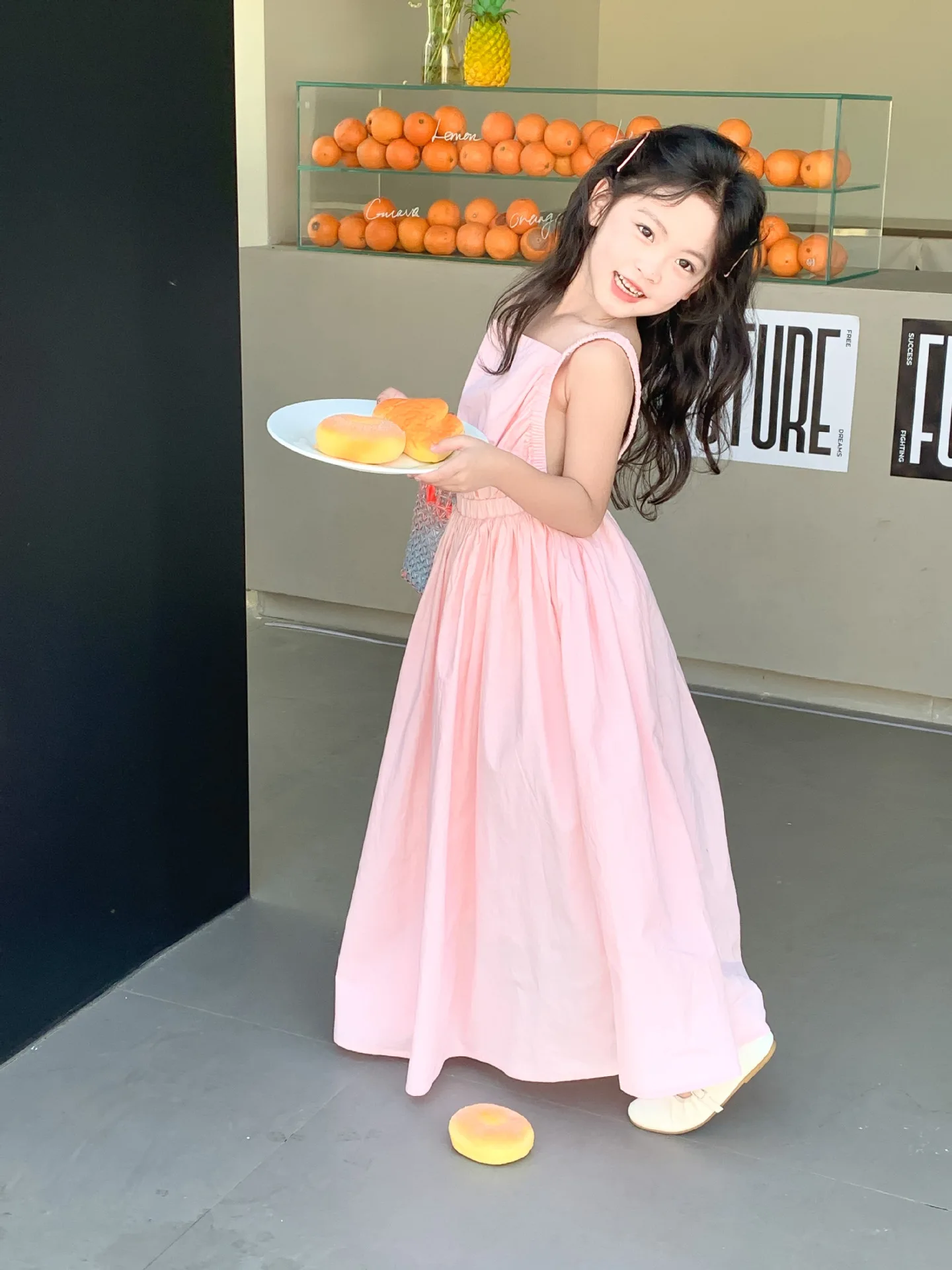 Children Clothing Girls Dress Holiday Style 2023 Summer Girls Backless Temperament Sweet Suspender Princess Long Casual Dress
