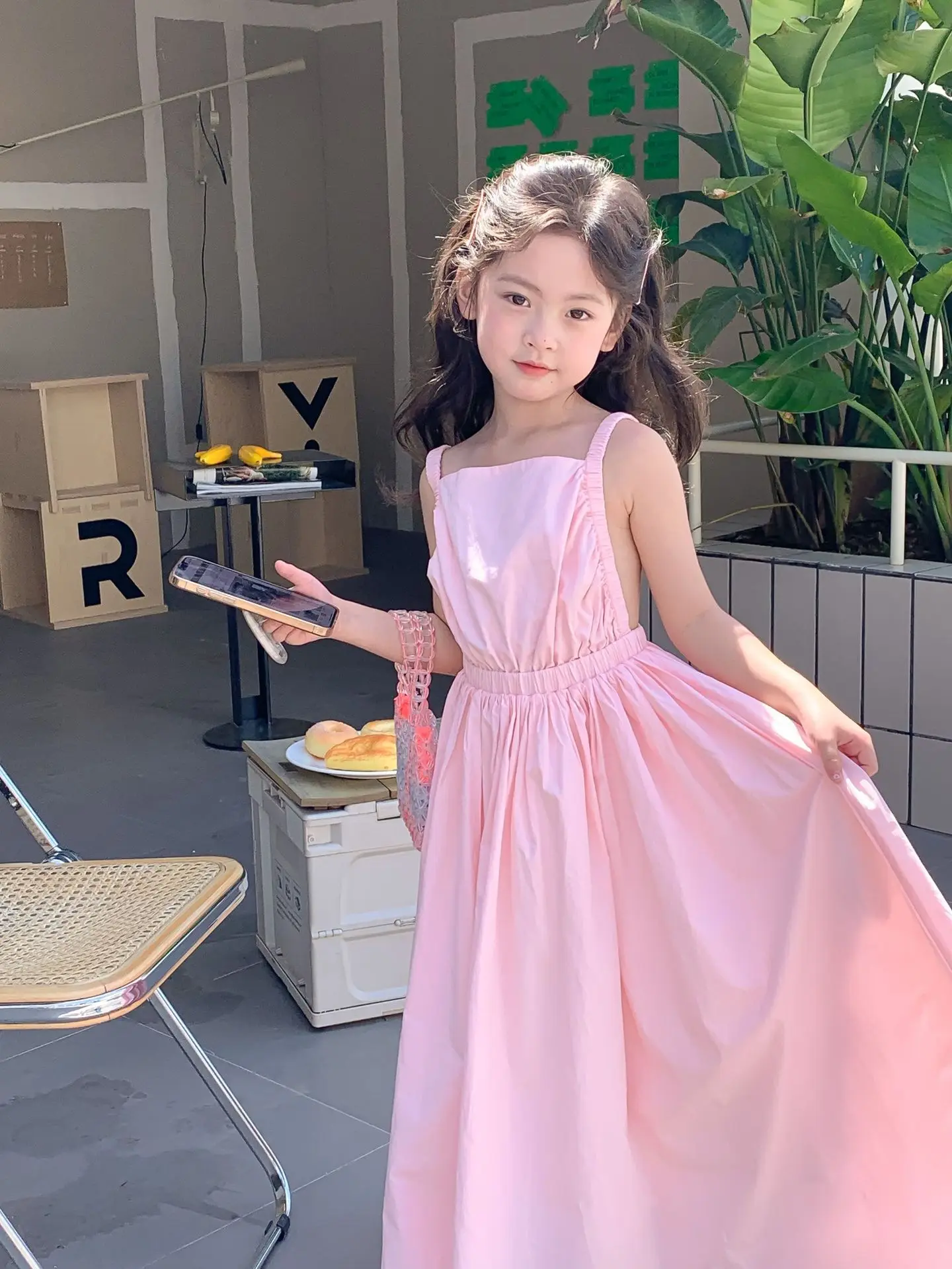 Children Clothing Girls Dress Holiday Style 2023 Summer Girls Backless Temperament Sweet Suspender Princess Long Casual Dress