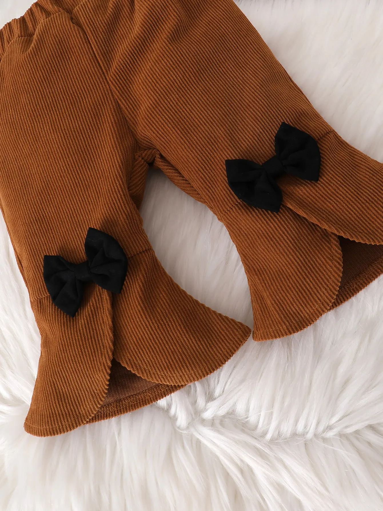 0-2-year-old newborn baby girls autumn and winter brown long-sleeved cardigan lapel jacket bow pants fashion suit