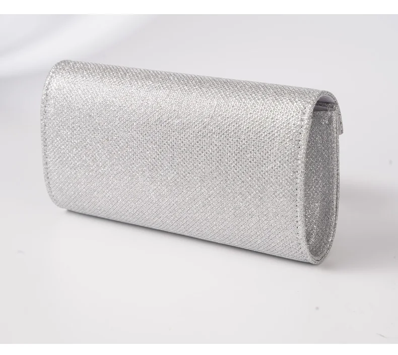Women Envelope Evening Bag Glitter Ladies Chain Shoulder Bags Shiny Silver Long Purse Female Wedding Party Clutches Mini Handbag