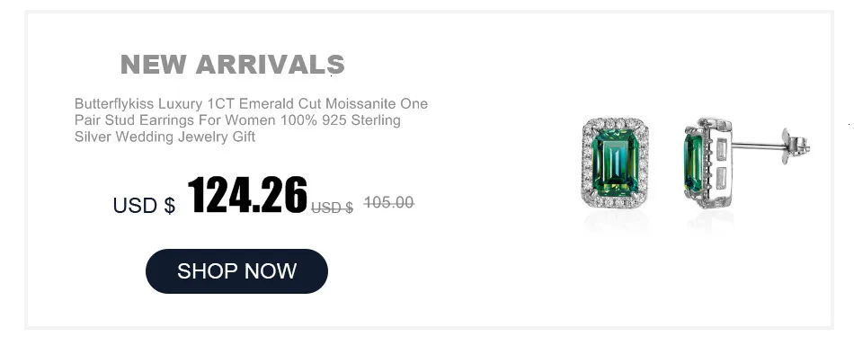 Butterflykiss S925 Sterling Silver Gold Plated D Color Moissanite Stud Earrings For Women Top Quality Sparkling Wedding Jewelry