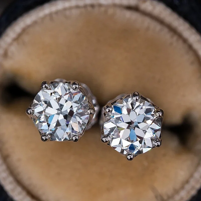 Butterflykiss S925 Sterling Silver Gold Plated D Color Moissanite Stud Earrings For Women Top Quality Sparkling Wedding Jewelry