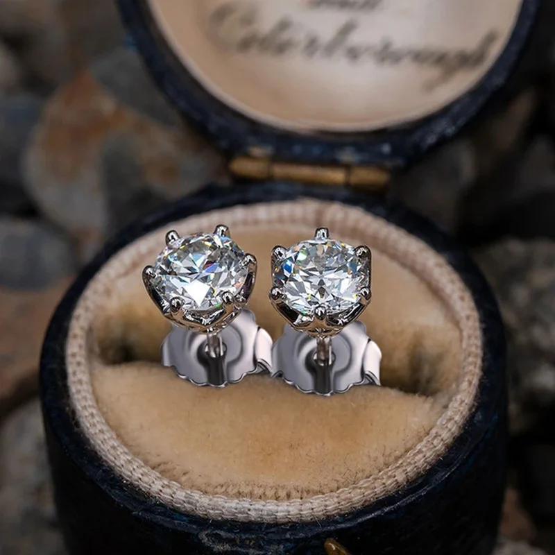 Butterflykiss S925 Sterling Silver Gold Plated D Color Moissanite Stud Earrings For Women Top Quality Sparkling Wedding Jewelry