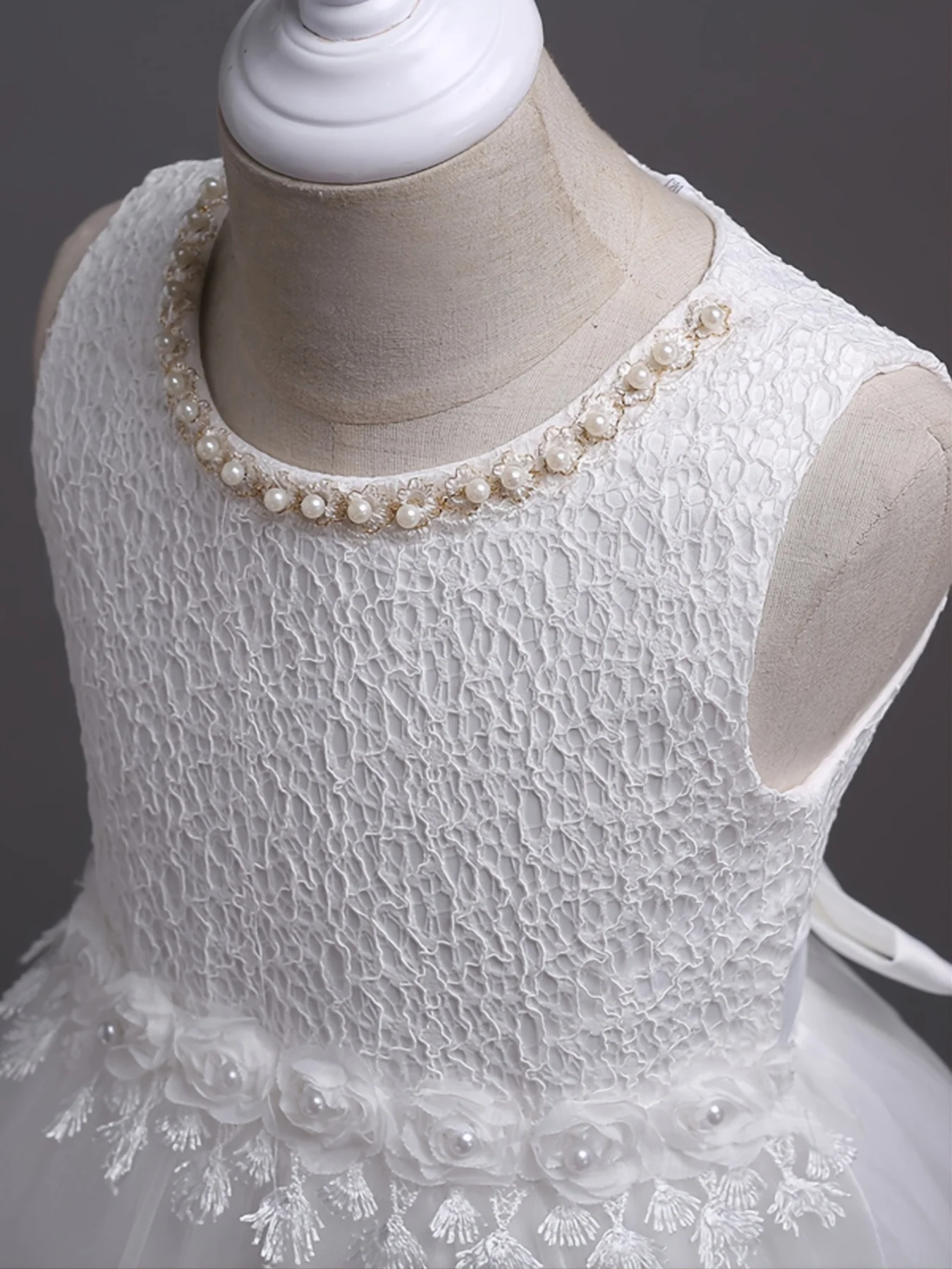 Girls Sleeveless Lace Floral Princess Dresses#981