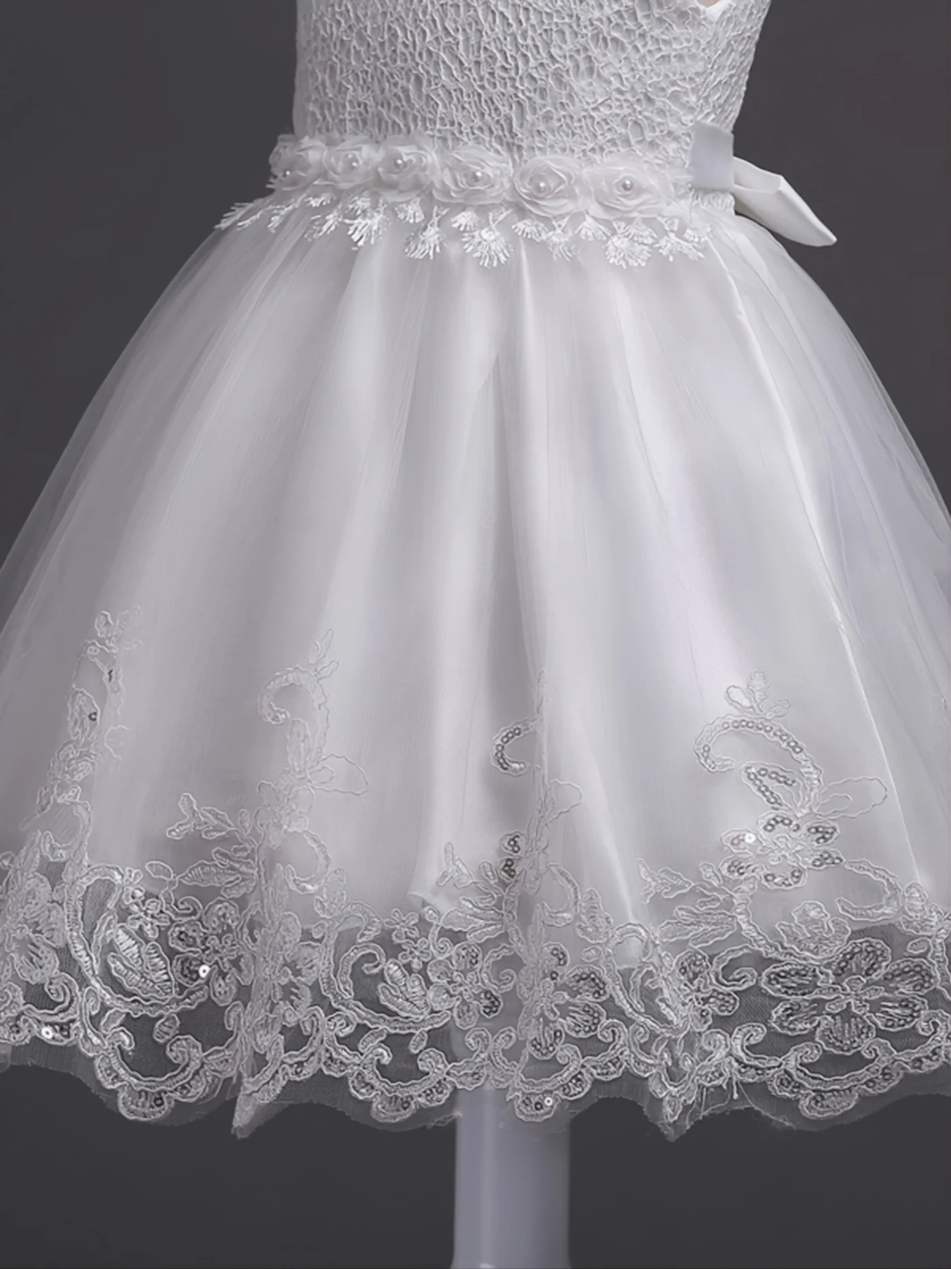 Girls Sleeveless Lace Floral Princess Dresses#981