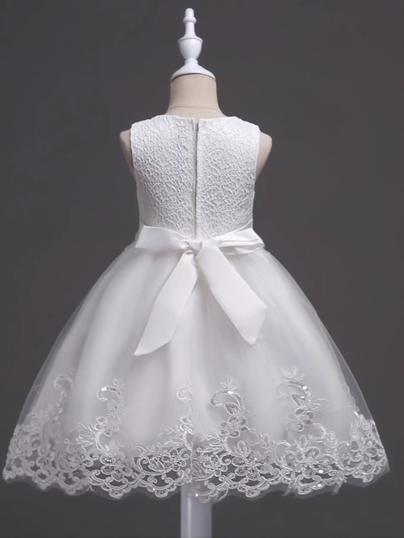 Girls Sleeveless Lace Floral Princess Dresses#981
