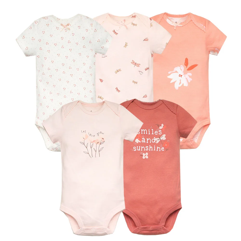 5PCS/Lot Newborn 100% Cotton Baby Boy Girl Clothes Short Sleeve Soft Baby Bodysuits Infant Bebe Clothing Baby Shower Gifts