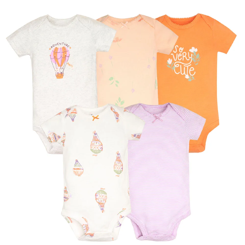5PCS/Lot Newborn 100% Cotton Baby Boy Girl Clothes Short Sleeve Soft Baby Bodysuits Infant Bebe Clothing Baby Shower Gifts